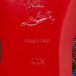 Pre Owned Christian Louboutin Red Plaid Tartan Rollerboy Spikes Smoking Slippers Size 43.5