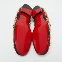 Pre Owned Christian Louboutin Red Plaid Tartan Rollerboy Spikes Smoking Slippers Size 43.5