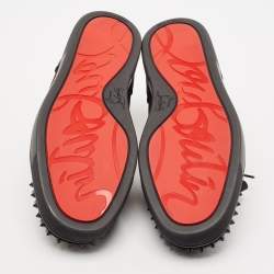 Christian Louboutin Black Suede Louis Junior Spikes Low Top Sneakers Size 40.5