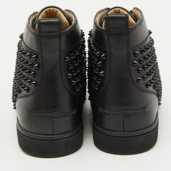 Christian Louboutin Black Leather Louis Spikes High Top Sneakers Size 40