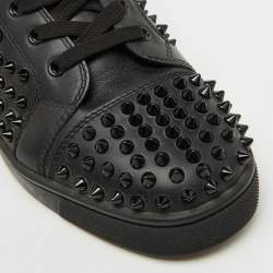 Christian Louboutin Black Leather Louis Spikes High Top Sneakers Size 40