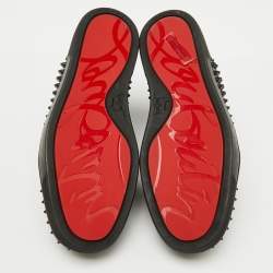 Christian Louboutin Black Leather Louis Spikes High Top Sneakers Size 40