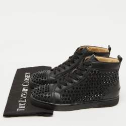 Christian Louboutin Black Leather Louis Spikes High Top Sneakers Size 40