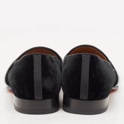 Christian Louboutin Black Velvet and Suede Crystal Embellished Loafers Size 43