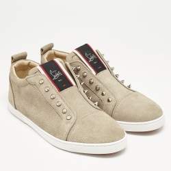 Christian Louboutin Beige Suede F.A.V Fique A Vontade Sneakers Size 42.5