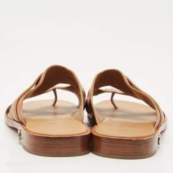 Christian Louboutin Brown Leather Sinouhe Thong Flat Sandals Size 44