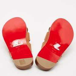 Christian Louboutin Brown Leather Sinouhe Thong Flat Sandals Size 44