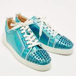 Christian Louboutin Blue Iridescent Leather Fun Louis Junior Sneakers Size 44.5