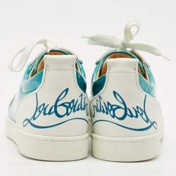 Christian Louboutin Blue Iridescent Leather Fun Louis Junior Sneakers Size 44.5