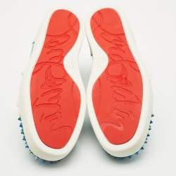Christian Louboutin Blue Iridescent Leather Fun Louis Junior Sneakers Size 44.5