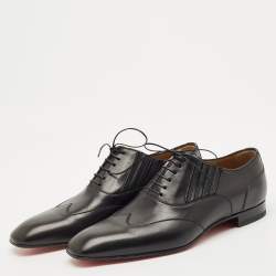 Pre Owned Christian Louboutin Black Leather My Amor Lace Up Oxfords Size 43