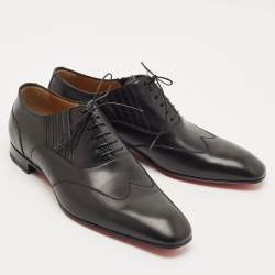 Pre Owned Christian Louboutin Black Leather My Amor Lace Up Oxfords Size 43