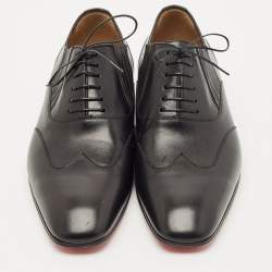 Pre Owned Christian Louboutin Black Leather My Amor Lace Up Oxfords Size 43