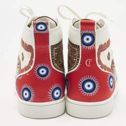 Pre Owned Christian Louboutin Multicolor Canvas and Leather No Limit Greek Sneakers Size 41