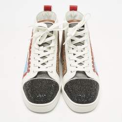 Pre Owned Christian Louboutin Multicolor Canvas and Leather No Limit Greek Sneakers Size 41
