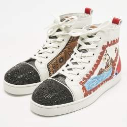 Pre Owned Christian Louboutin Multicolor Canvas and Leather No Limit Greek Sneakers Size 41
