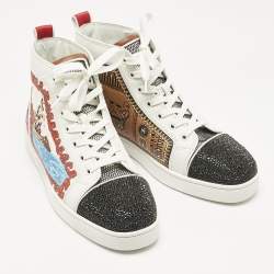 Pre Owned Christian Louboutin Multicolor Canvas and Leather No Limit Greek Sneakers Size 41