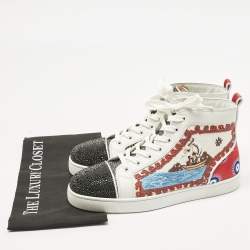Pre Owned Christian Louboutin Multicolor Canvas and Leather No Limit Greek Sneakers Size 41