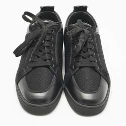 مملوكة مسبقًا حذاء رياضي كريستيان لوبوتان رانتلواو شبكي وجلد أسود مق�اس 40.5