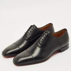 Pre Owned حذاء أكسفورد كريستيان لوبوتان جريجو جلد بني مقاس 43.5