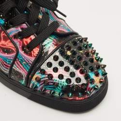 Pre Owned حذاء رياضي كريستيان لوبوتان سبايكز لوي جونيور جلد لامع متعدد الألوان بقياس 42 رباط للأعلى