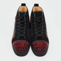Pre Owned Christian Louboutin Tricolor Suede Crystal Embellish Louis High Top Sneakers Size 44