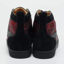 Pre Owned Christian Louboutin Tricolor Suede Crystal Embellish Louis High Top Sneakers Size 44