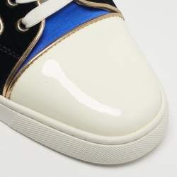 Pre Owned Christian Louboutin Multicolor Lurex Fabric and Patent Leather Louis Lace Up Sneakers Size 41.5