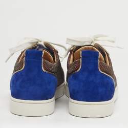 Pre Owned Christian Louboutin Multicolor Lurex Fabric and Patent Leather Louis Lace Up Sneakers Size 41.5