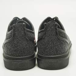 Pre Owned Christian Louboutin Black Glitter and Leather Adolon Low Top Sneakers Size 41.5