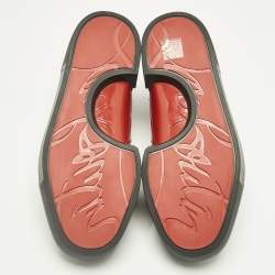 Pre Owned Christian Louboutin Black Glitter and Leather Adolon Low Top Sneakers Size 41.5