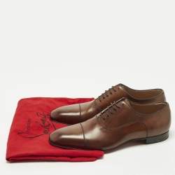 مملوكة مسبقًا حذاء أكسفورد كريستيان لوبوتان جلد بني مقاس 45