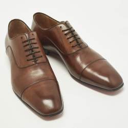 مملوكة مسبقًا حذاء أكسفورد كريستيان لوبوتان جلد بني مقاس 45