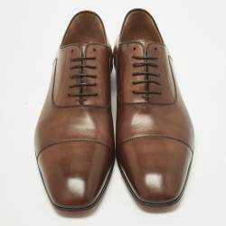 مملوكة مسبقًا حذاء أكسفورد كريستيان لوبوتان جلد بني مقاس 45