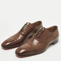 مملوكة مسبقًا حذاء أكسفورد كريستيان لوبوتان جلد بني مقاس 45