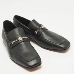 مملوكة مسبقًا Christian Louboutin MJ Moc Size 45 Black Leather Slip On  Loafers