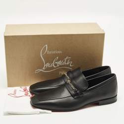 مملوكة مسبقًا Christian Louboutin MJ Moc Size 45 Black Leather Slip On  Loafers
