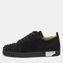 مملوكة مسبقًا Christian Louboutin Louis Junior Spikes Size 44.5 Black Suede Low Top Sneakers