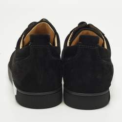 Pre Owned Christian Louboutin Louis Junior Spikes Size 44.5 Black Suede Low Top Sneakers