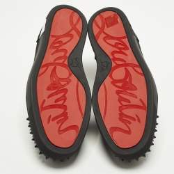 Pre Owned Christian Louboutin Louis Junior Spikes Size 44.5 Black Suede Low Top Sneakers