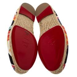 مملوكة مسبقًا حذاء لوفرز إسبادريل كريستيان لوبوتان أيقونة مطرزة غالا كانفاس متعدد الألوان مقاس 40