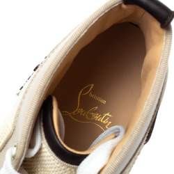 Pre Owned Christian Louboutin Multicolor Leather and Tweed Louis Spike High Top Sneakers Size 41