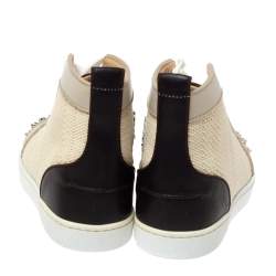 Pre Owned Christian Louboutin Multicolor Leather and Tweed Louis Spike High Top Sneakers Size 41