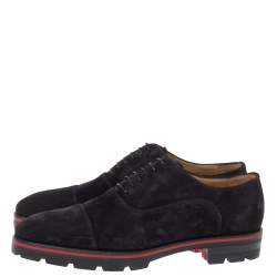 مملوكة مسبقًا Christian Louboutin Black Suede Leather Hubertus Lace Up Oxford Size 43