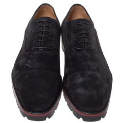 مملوكة مسبقًا Christian Louboutin Black Suede Leather Hubertus Lace Up Oxford Size 43