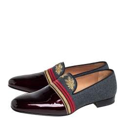 Christian Louboutin Multicolor Patent Leather And Wool Officer Smoking Slippers Size 45