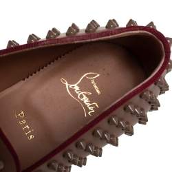 Christian Louboutin Brown Studded Rollerboy Spike Smoking Slippers Size 42