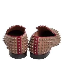 Christian Louboutin Brown Studded Rollerboy Spike Smoking Slippers Size 42