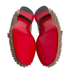 Christian Louboutin Brown Studded Rollerboy Spike Smoking Slippers Size 42