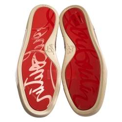 Pre Owned حذاء رياضي كريستيان لوبوتان مرتفع من أعلى جلد بيج مقاس 41